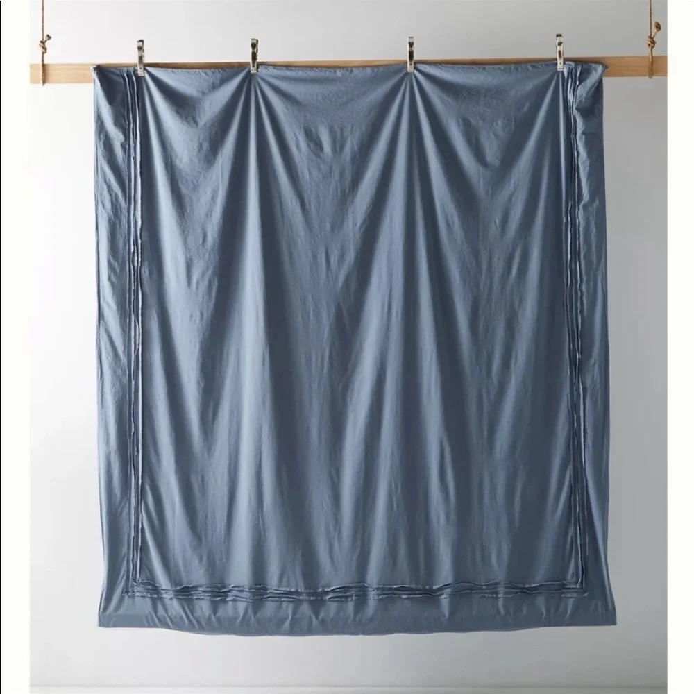 New Anthropologie Joey Washed Percale Duvet Cover Cal King Blue